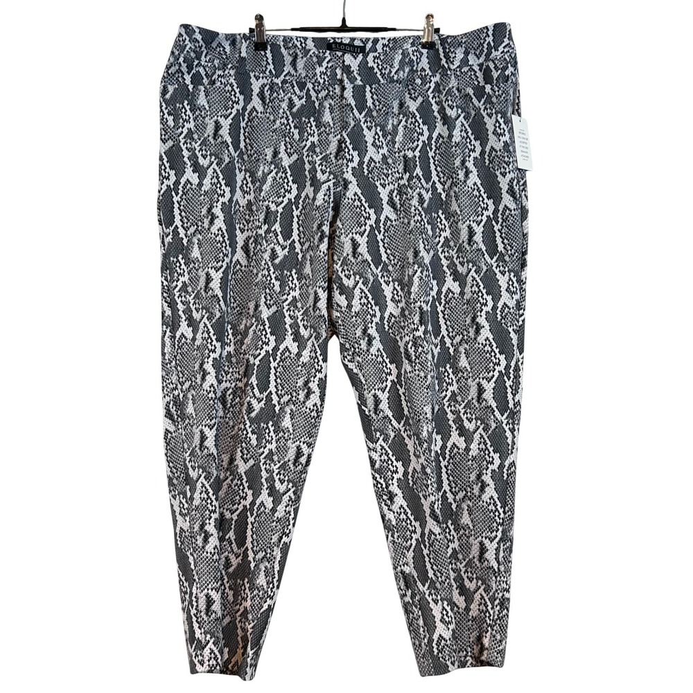 NWT Eloquii Kady Fit Snakeskin Print Trousers Grey White Plus Size 20 Ankle Pant
